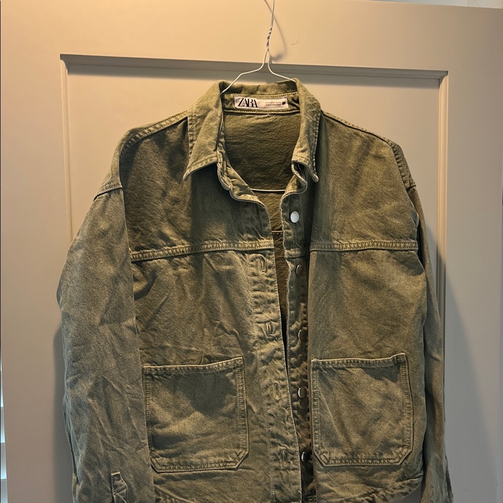Zara Khaki Shirt Jacket